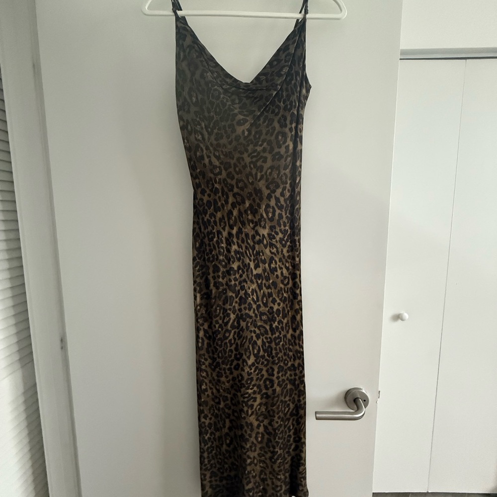 Zara silk maxi dress cheetah print